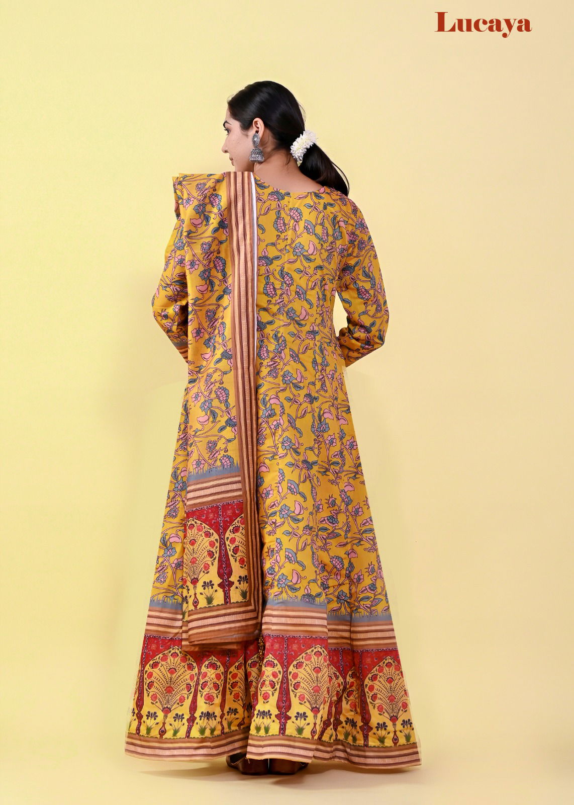 Lucaya Vol 7 Kalamkari Printed Dupatta With Gown Catalog
